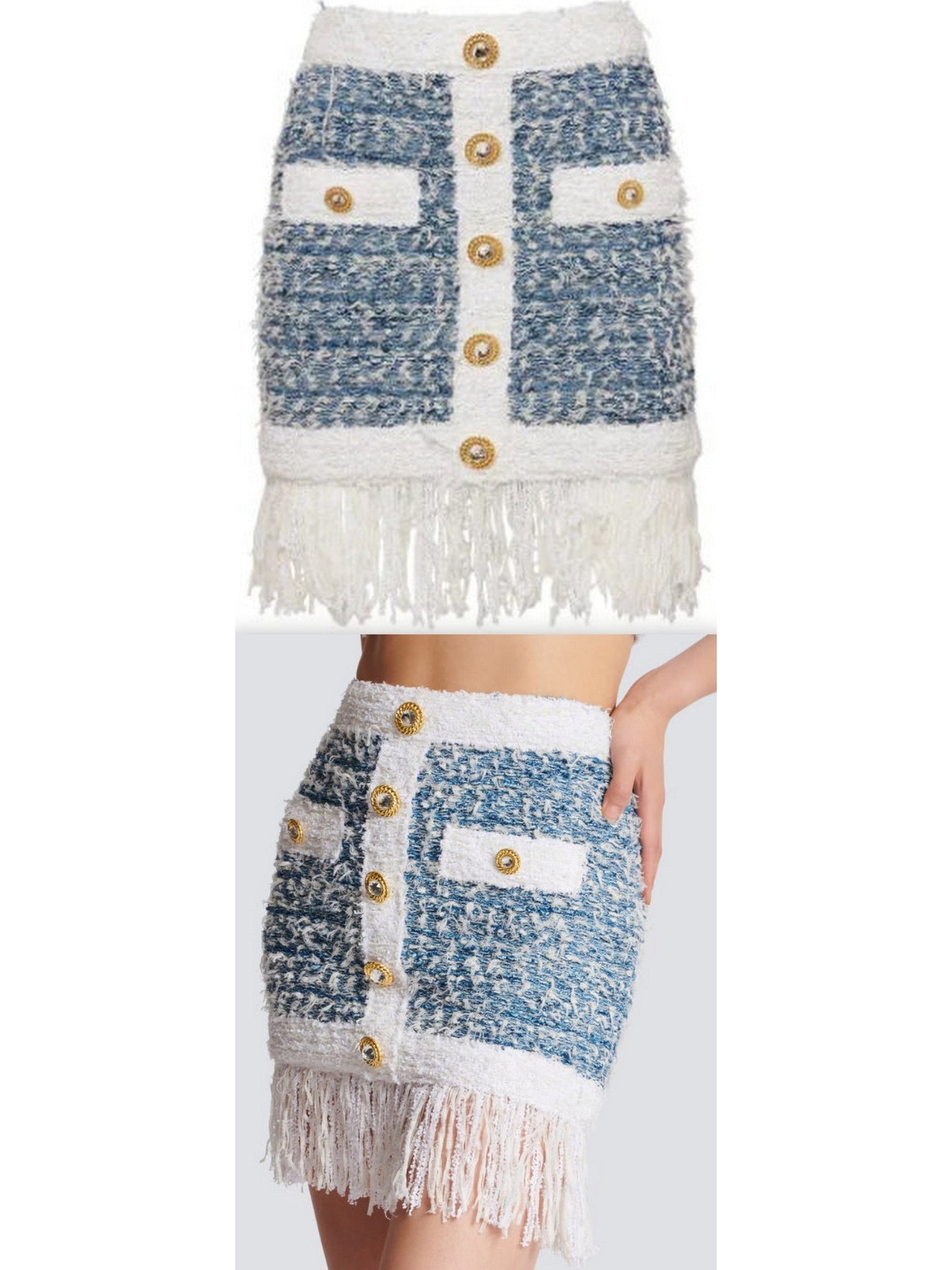 Fringed Tweed Mini Skirt - Branna Couture