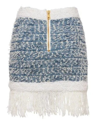 Fringed Tweed Mini Skirt - Branna Couture