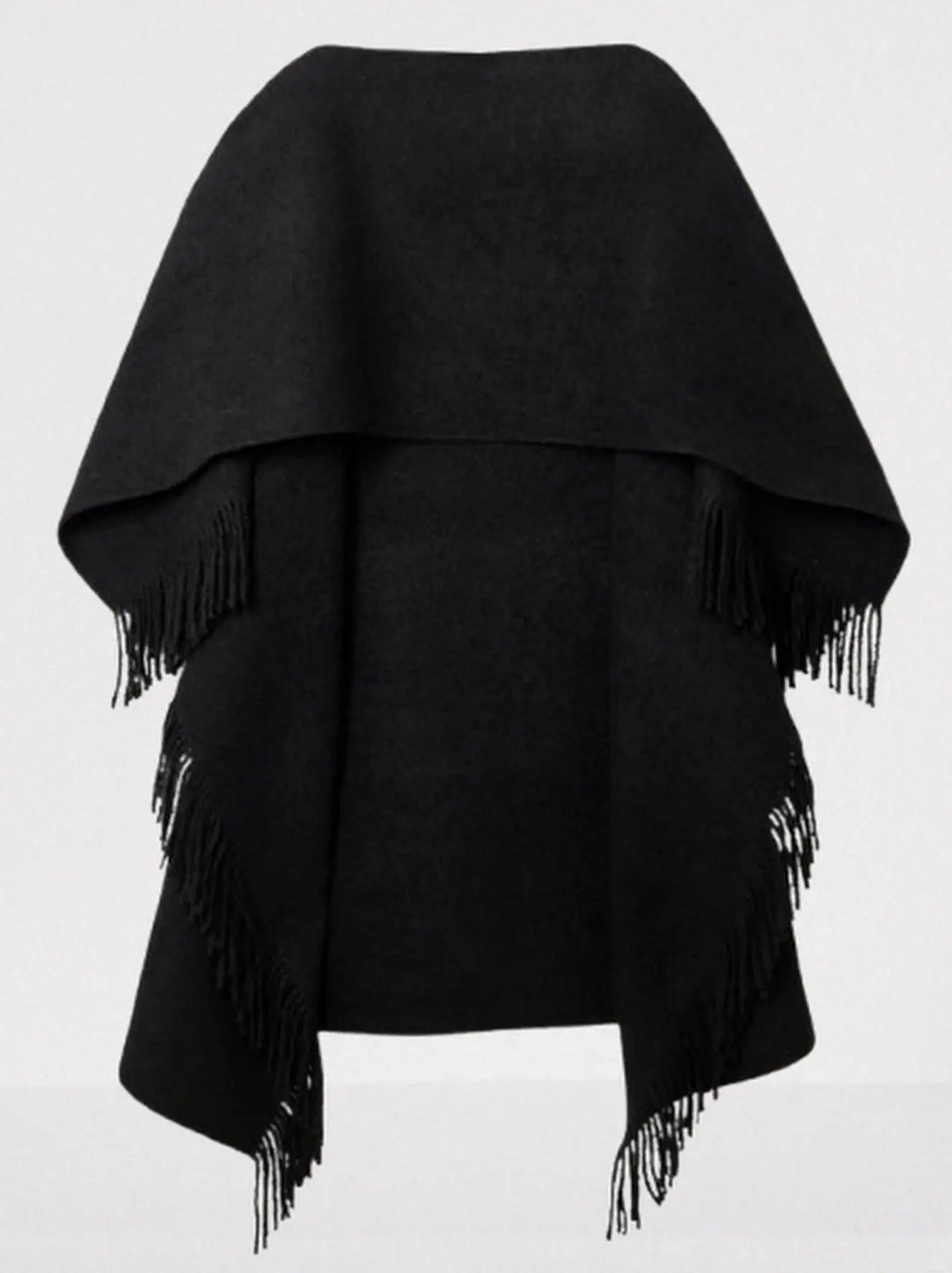 Fringed Wool and Cashmere-Blend Poncho Shawl - Coats