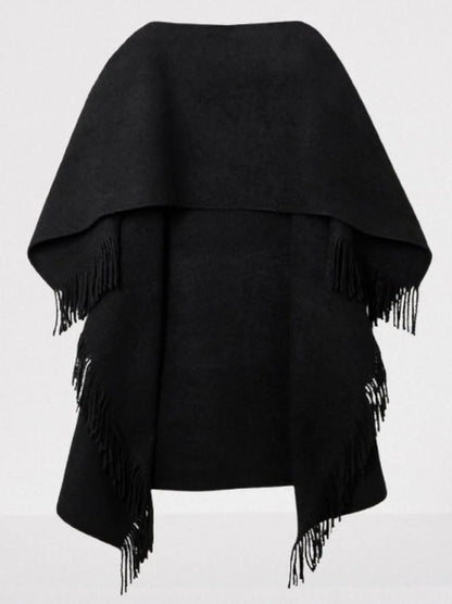 Fringed Wool and Cashmere-Blend Poncho Shawl - Coats
