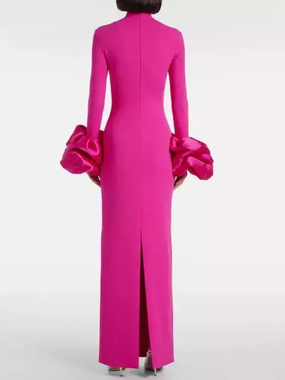 Fuchsia Long-Sleeve Flared-Cuff Maxi Dress - Dresses