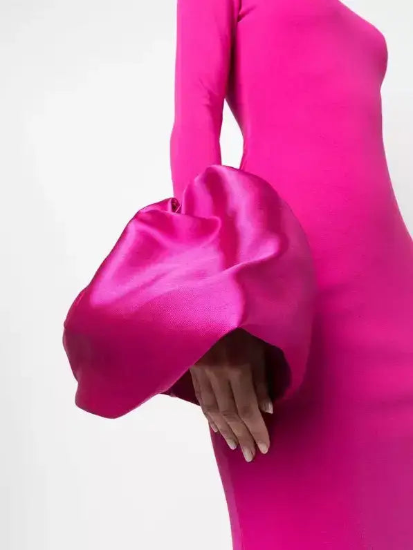 Fuchsia Long-Sleeve Flared-Cuff Maxi Dress - Dresses
