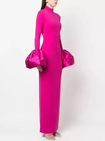Fuchsia Long-Sleeve Flared-Cuff Maxi Dress - Dresses