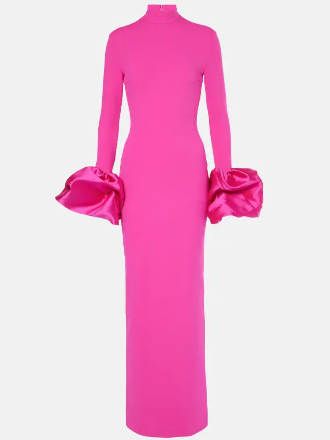 Fuchsia Long-Sleeve Flared-Cuff Maxi Dress - Dresses