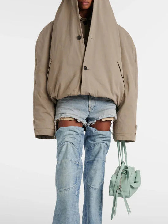 Deconstructed Cotton Twill Hooded Trench Jacket - Jackets