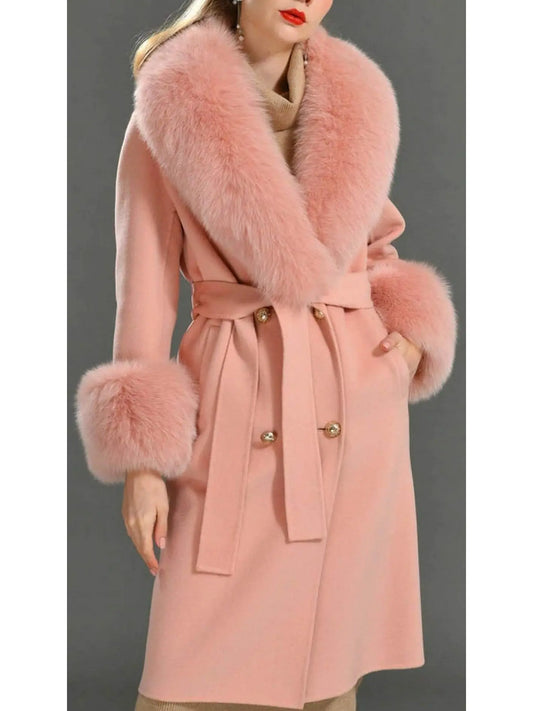 Fur-Trimmed Wool Cashmere Coat - Branna Couture