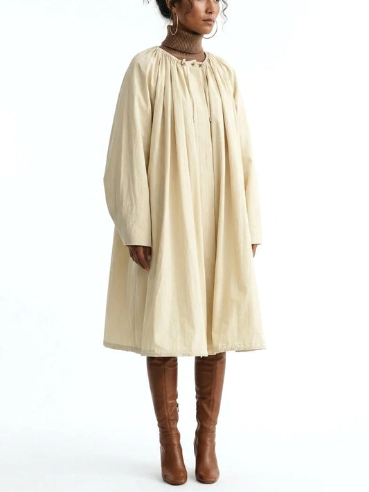 Gathered Drawstring Parachute Coat - Coats
