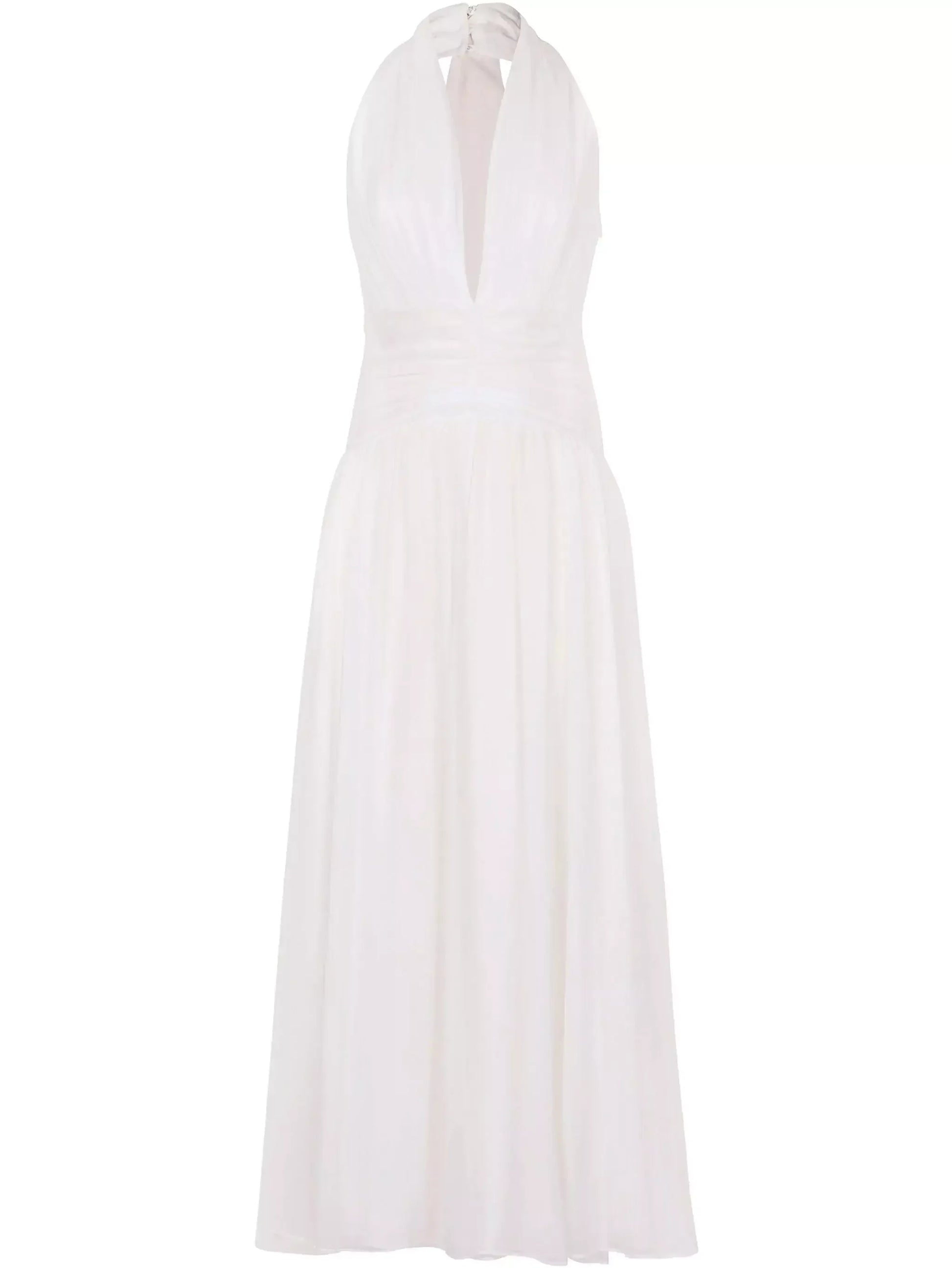 Gathered Halter Maxi Dress in White - Dresses