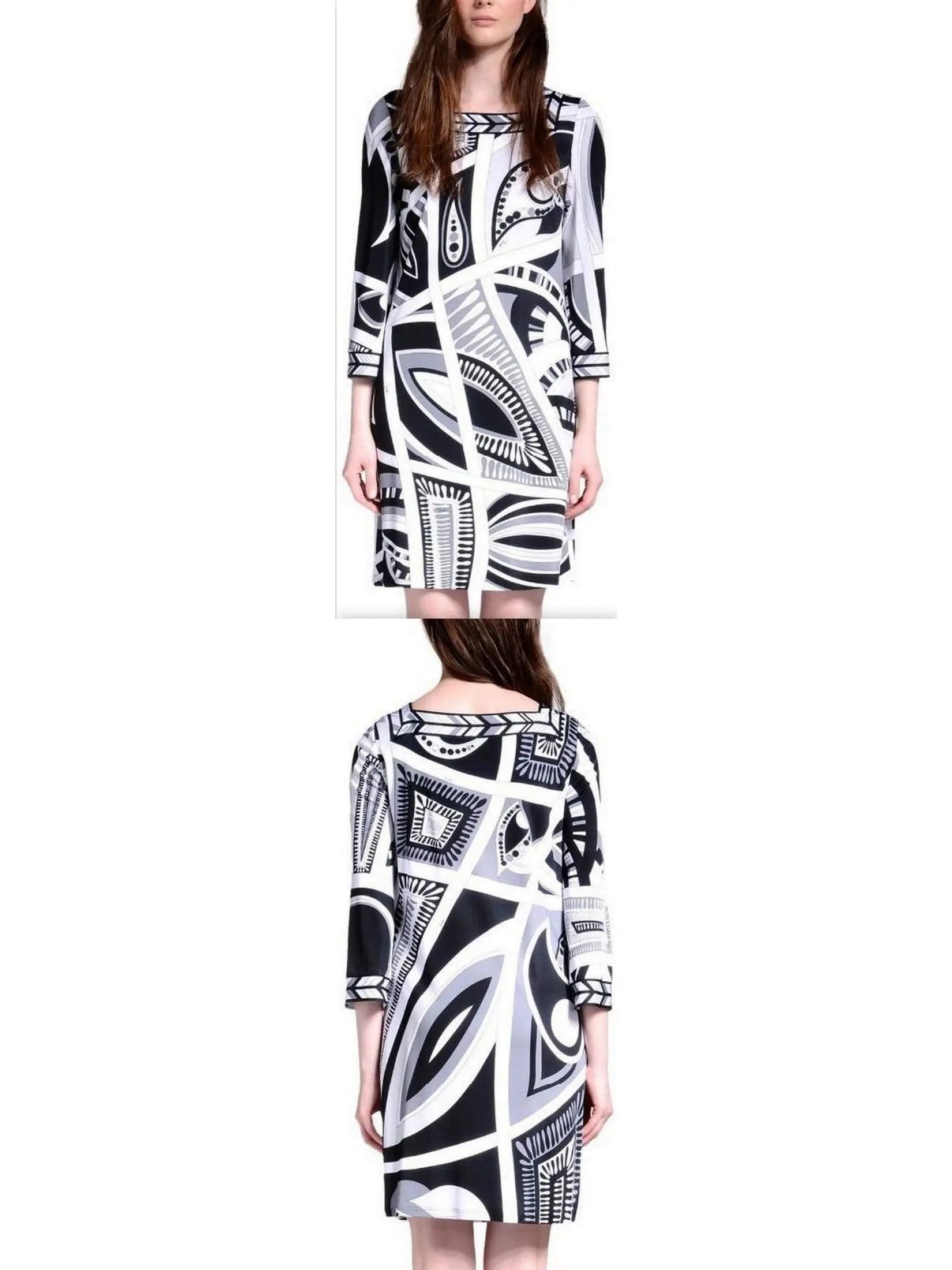 Geometric Print Jersey Silk Dress - Branna Couture