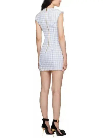 Gingham Tweed Mini Dress - Branna Couture