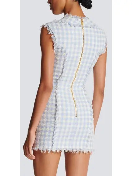 Gingham Tweed Mini Dress - Branna Couture