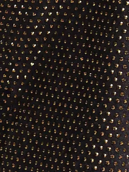 Gold Studded Black Wide Leg Jeans - Jeans & Pants