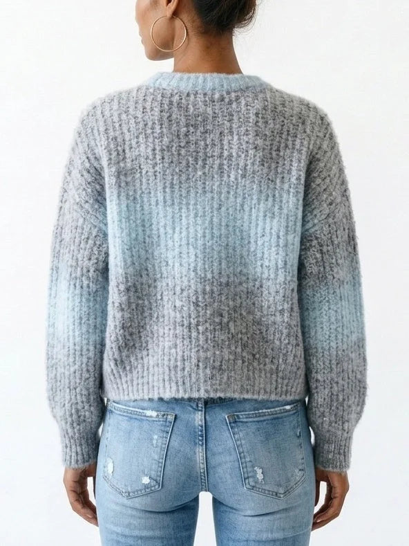 Gradient Textured Knit Button Front Cardigan - Sweaters & Knitwear