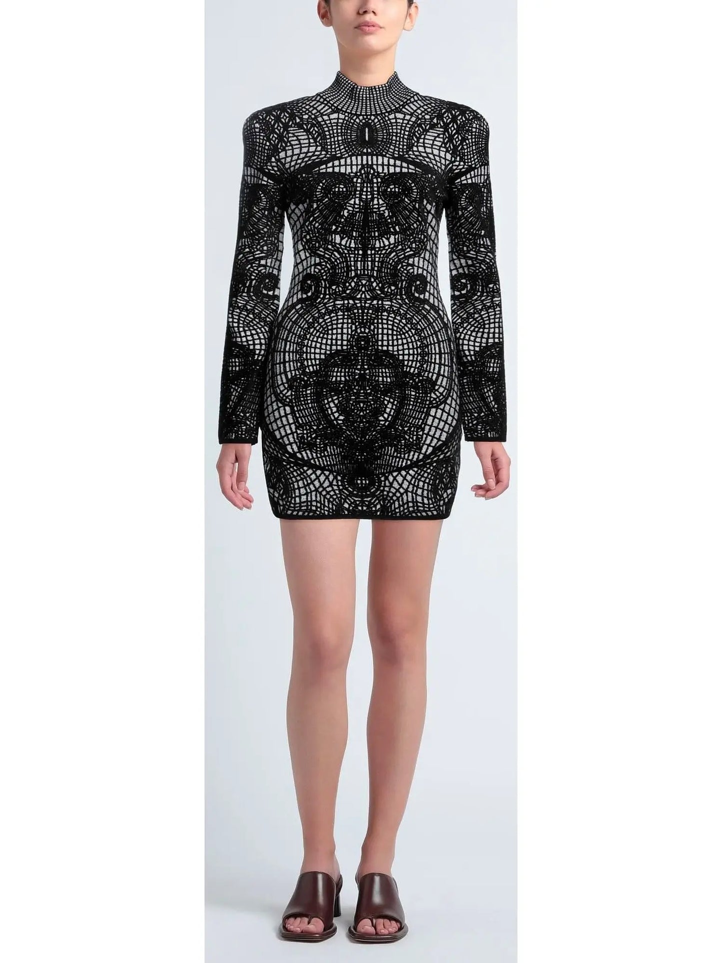 Graphic-Print Fitted Dress - Branna Couture