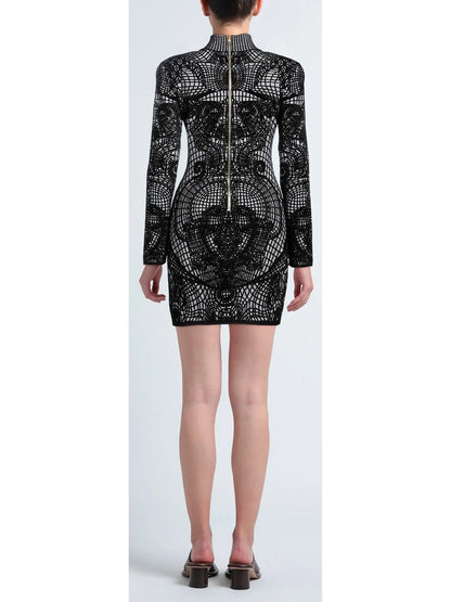 Graphic-Print Fitted Dress - Branna Couture