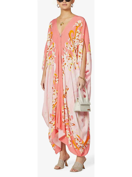 Graphic Print Woven Kaftan Dress - Branna Couture