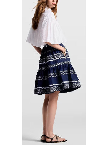 Graphic Trim Tiered Mini Skirt - Branna Couture