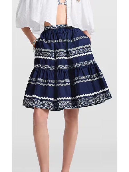 Graphic Trim Tiered Mini Skirt - Branna Couture