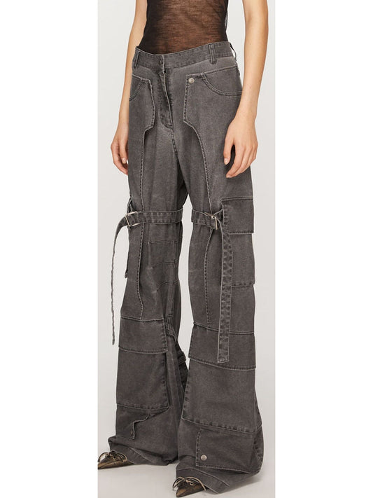 Gray Mid-Waist Cargo Pants - Branna Couture