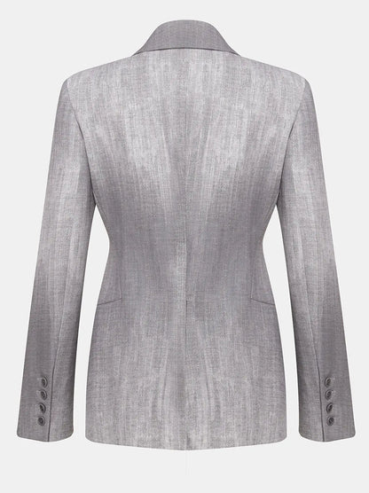 Grey-Blend Single-Breasted Woven Blazer - Branna Couture