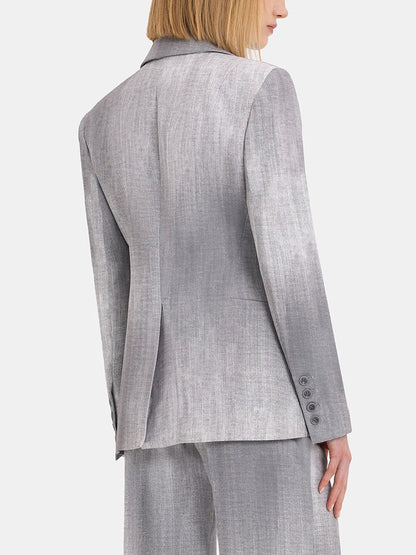 Grey-Blend Single-Breasted Woven Blazer - Branna Couture