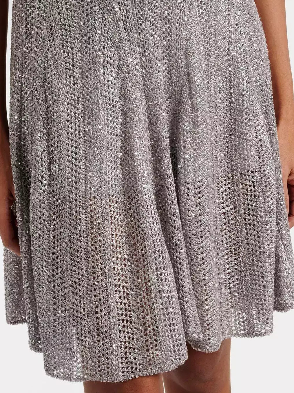 Grey Sequin Knit Fit and Flare Mini Dress - Dresses