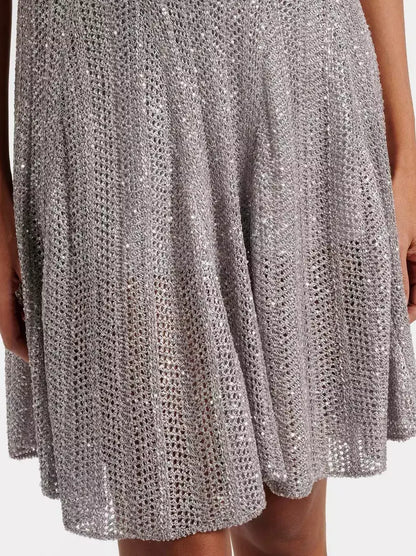Grey Sequin Knit Fit and Flare Mini Dress - Dresses