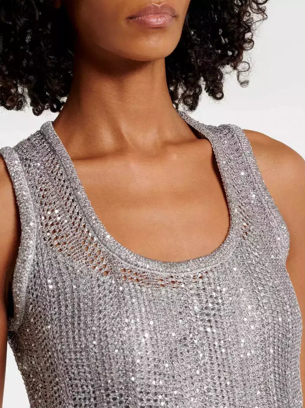 Grey Sequin Knit Fit and Flare Mini Dress - Dresses