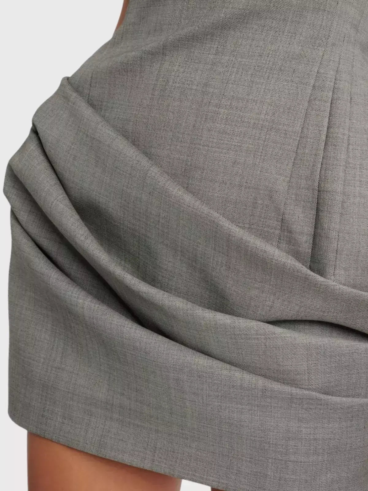 Grey Strapless Draped Ruched Mini Dress - Dresses