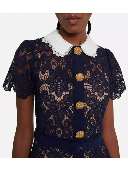 Guipure Lace Midi Dress - Branna Couture