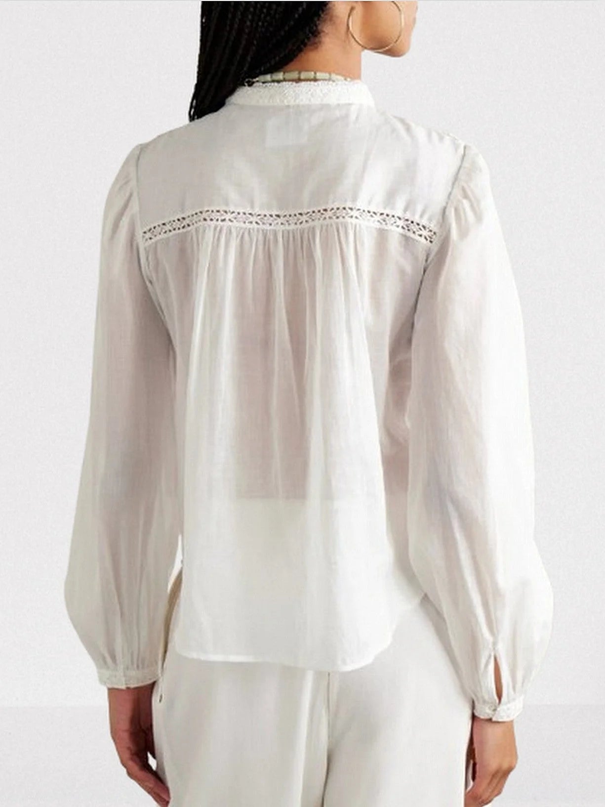 Guipure Lace-Trim Blouse and Ruffled Short Set - Suits & Sets