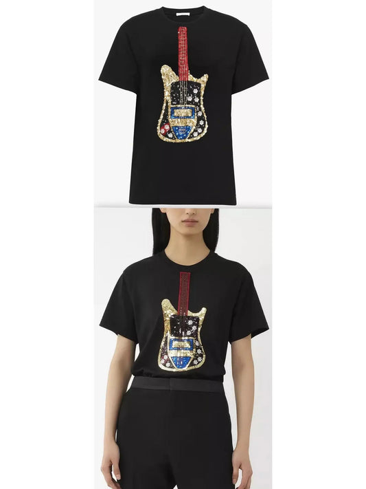 Guitar Embroidered T-Shirt - Branna Couture