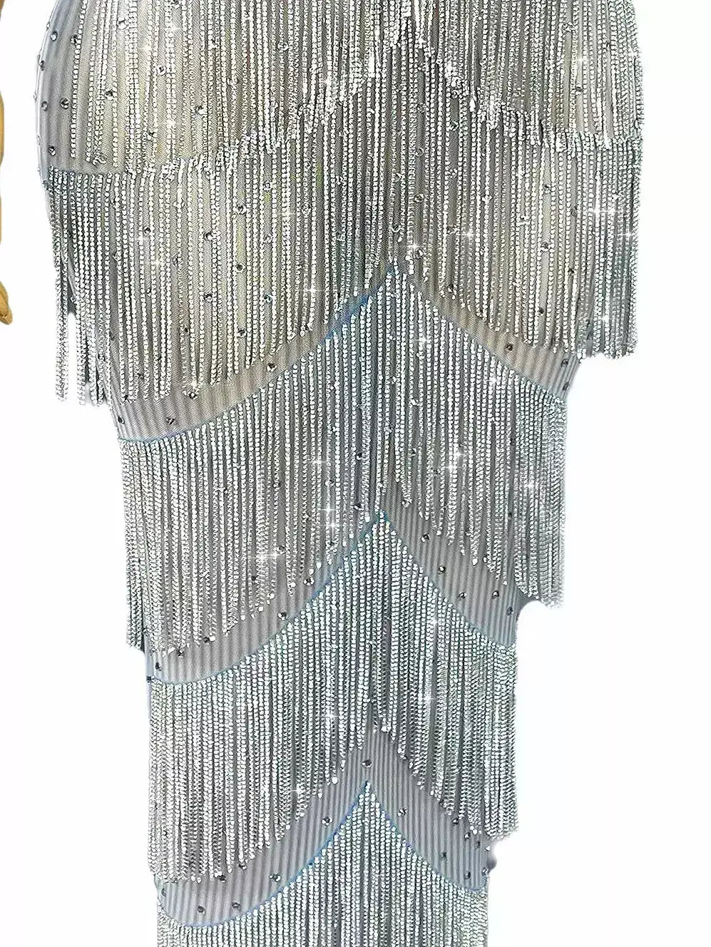 Halter Beaded Fringe Maxi Dress - Dresses