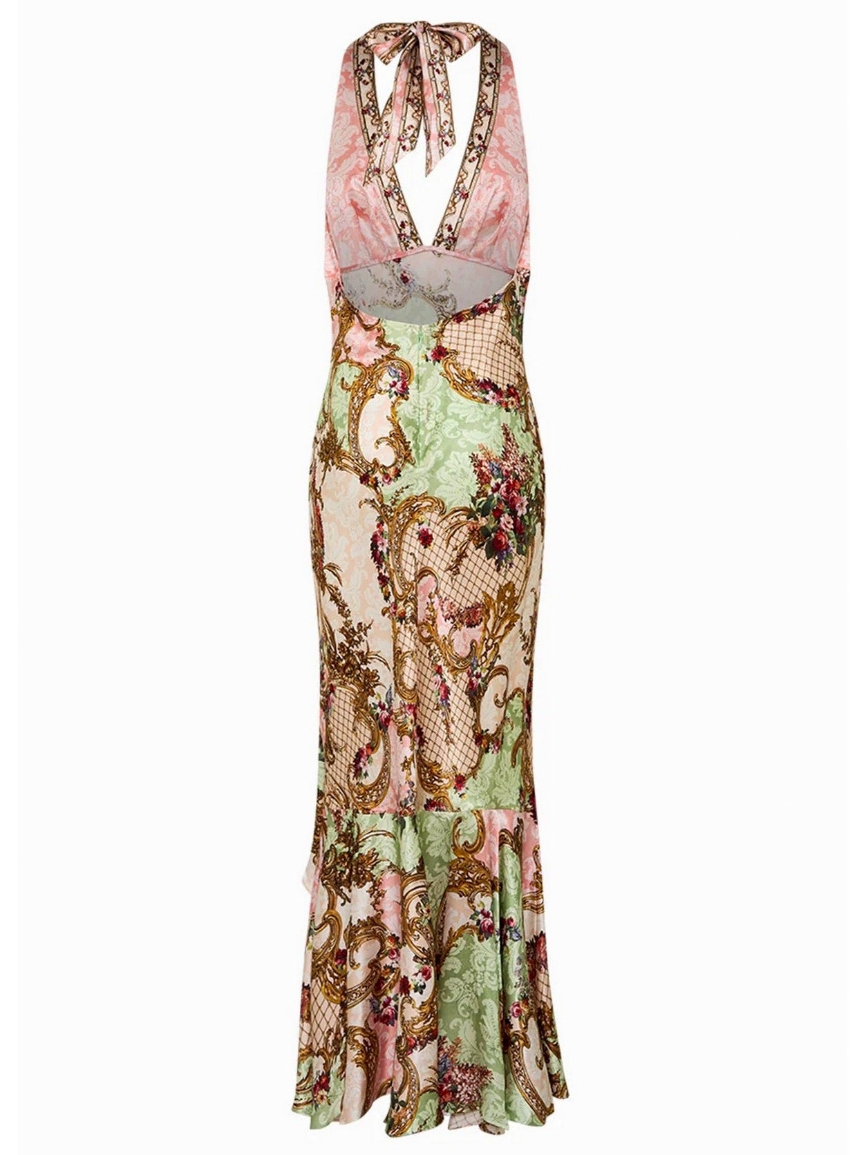 Halterneck Dress in Framed Floral Print