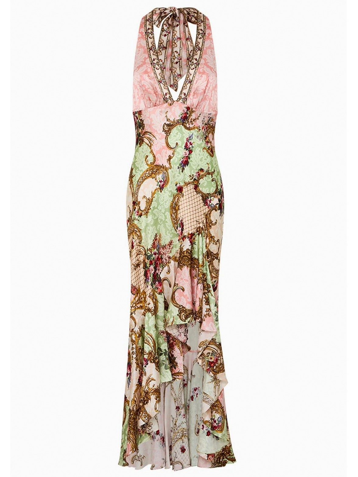 Halterneck Dress in Framed Floral Print