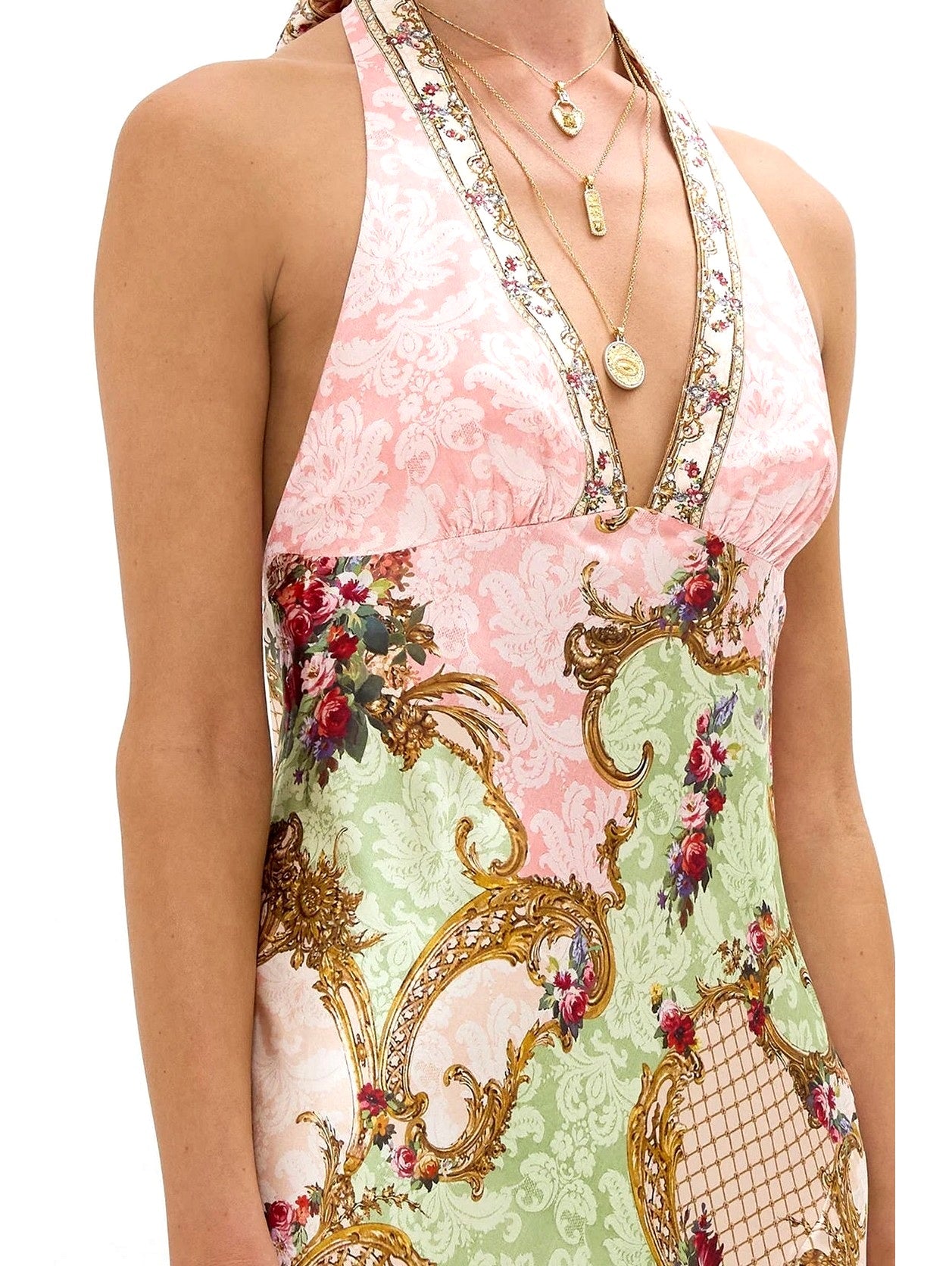 Halterneck Dress in Framed Floral Print