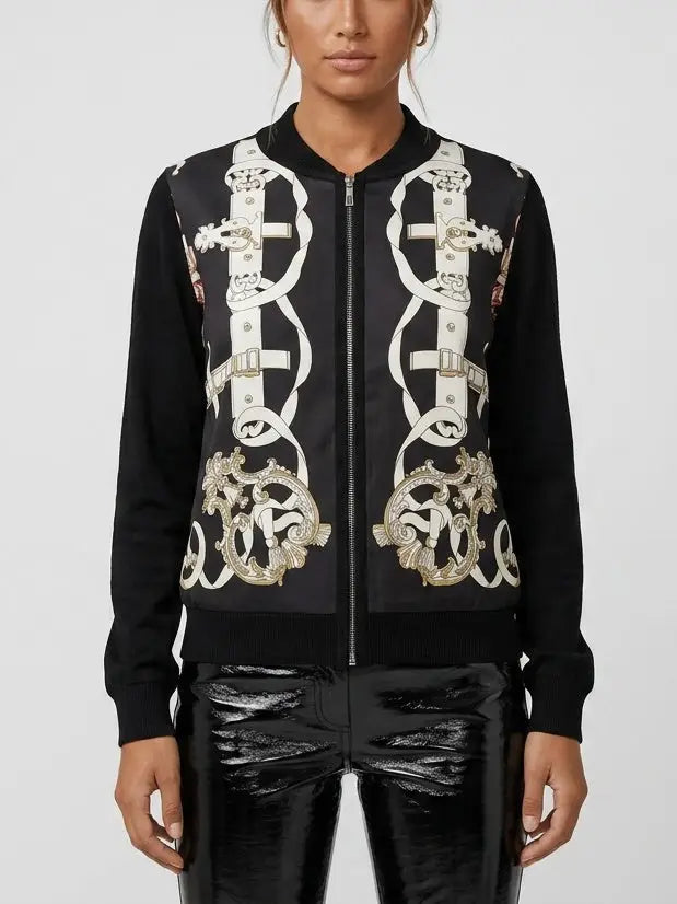Harness Motif Zip Front Knit Cardigan - S - Sweaters & Knitwear