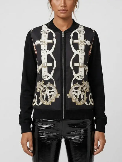 Harness Motif Zip Front Knit Cardigan - S - Sweaters & Knitwear