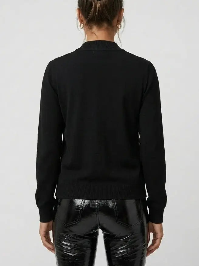 Harness Motif Zip Front Knit Cardigan - Sweaters & Knitwear