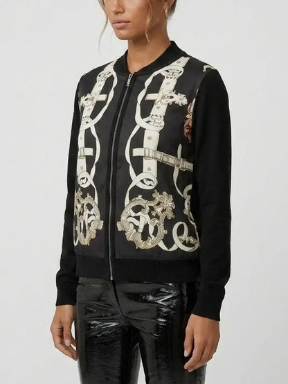 Harness Motif Zip Front Knit Cardigan - Sweaters & Knitwear