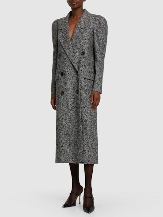 Women’s Herringbone Double-Breasted Tweed Coat Branna Couture