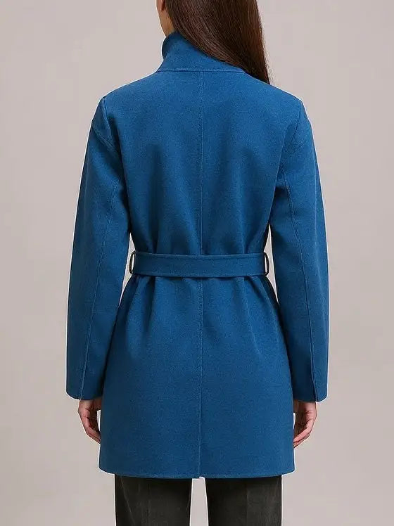 High-Neck Wool & Cashmere Short Coat - Coats