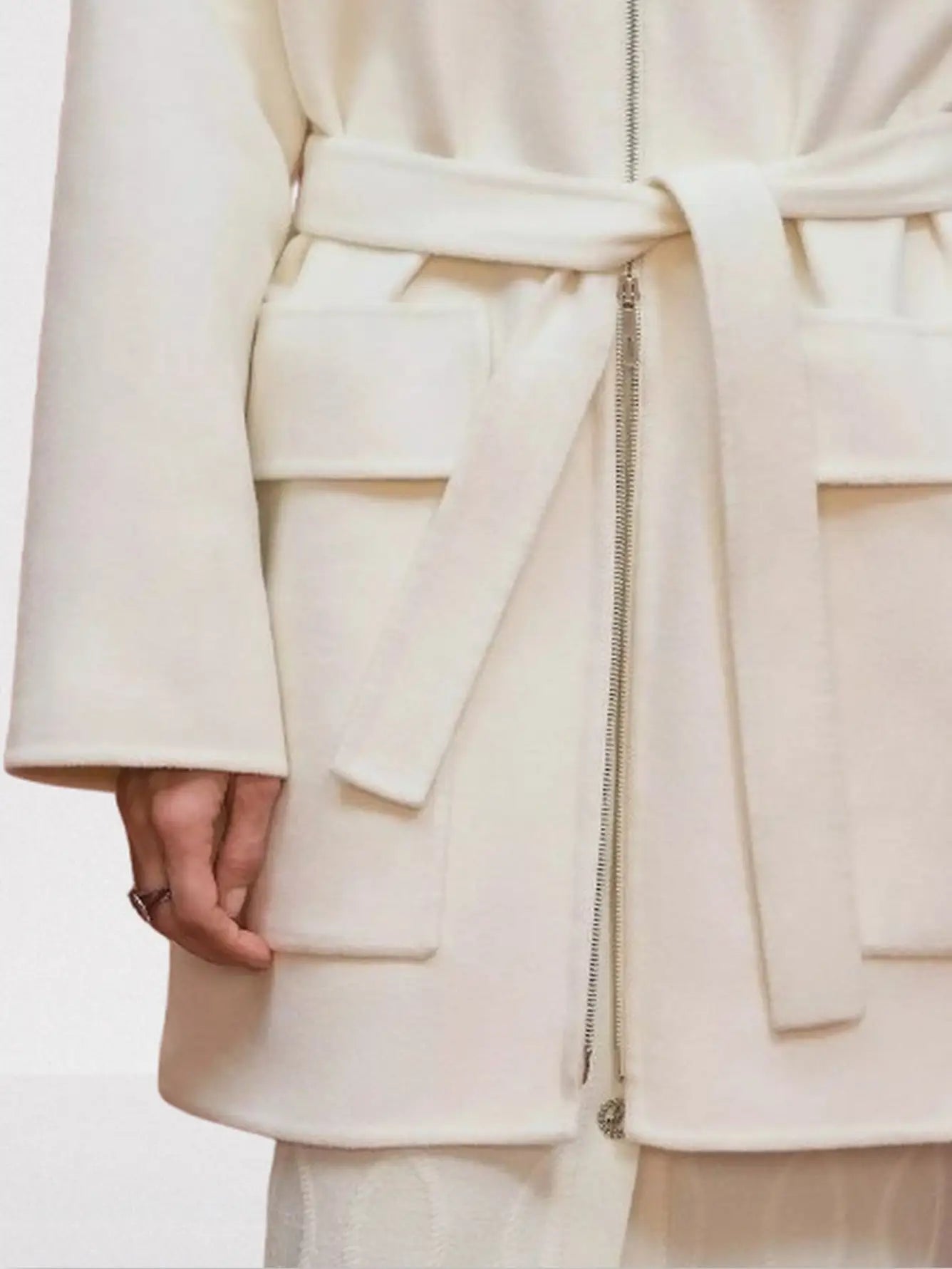 High-Neck Wool & Cashmere Short Coat - Coats