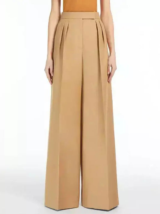 High-Waist Pleated Wide-Leg Pants - Branna Couture