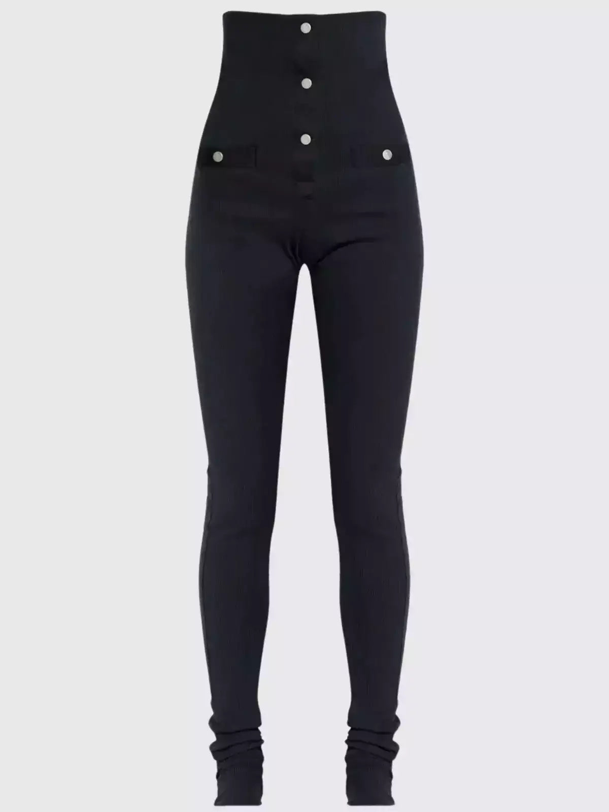 High-Waisted Ribbed Knit Stirrup Pants - Small - Jeans & Pants
