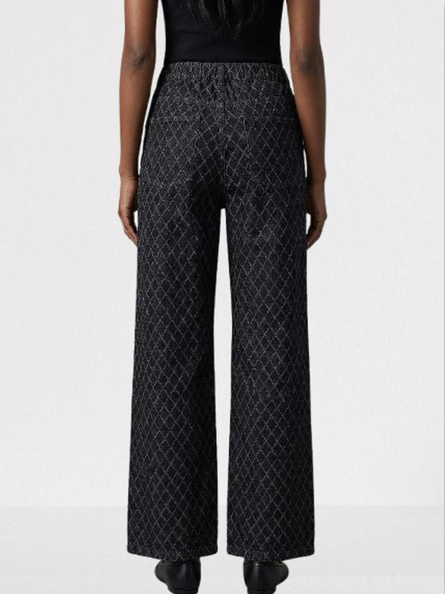 High-Waisted Rhinestone-Embellished Wide-Leg Jeans - Jeans & Pants