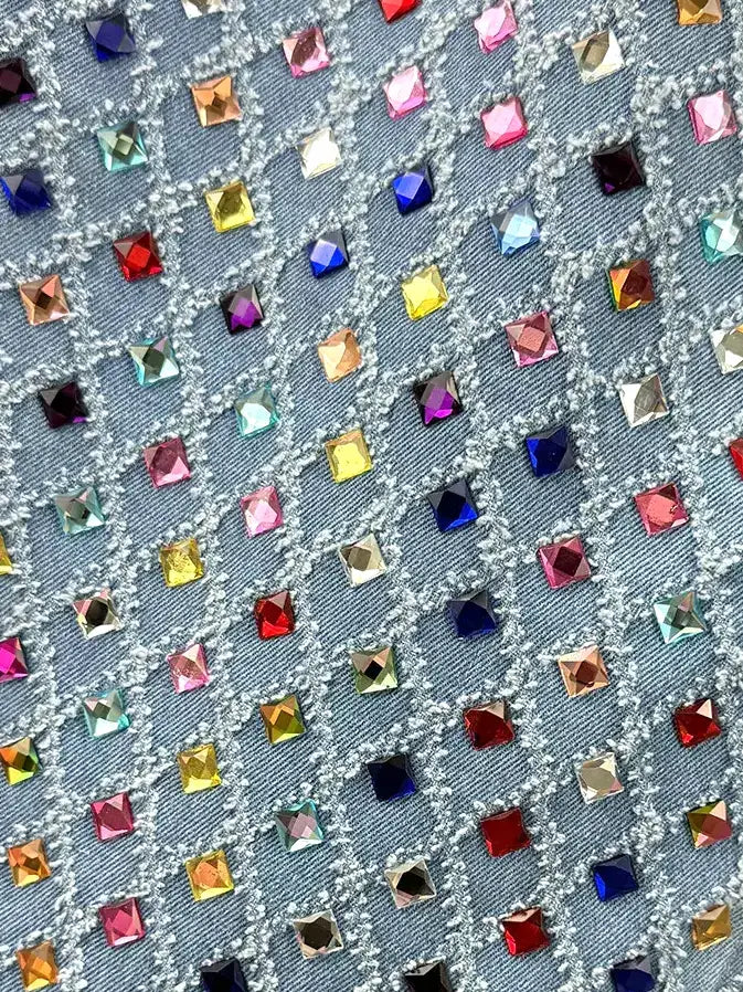 High-Waisted Rhinestone-Embellished Wide-Leg Jeans - Jeans & Pants