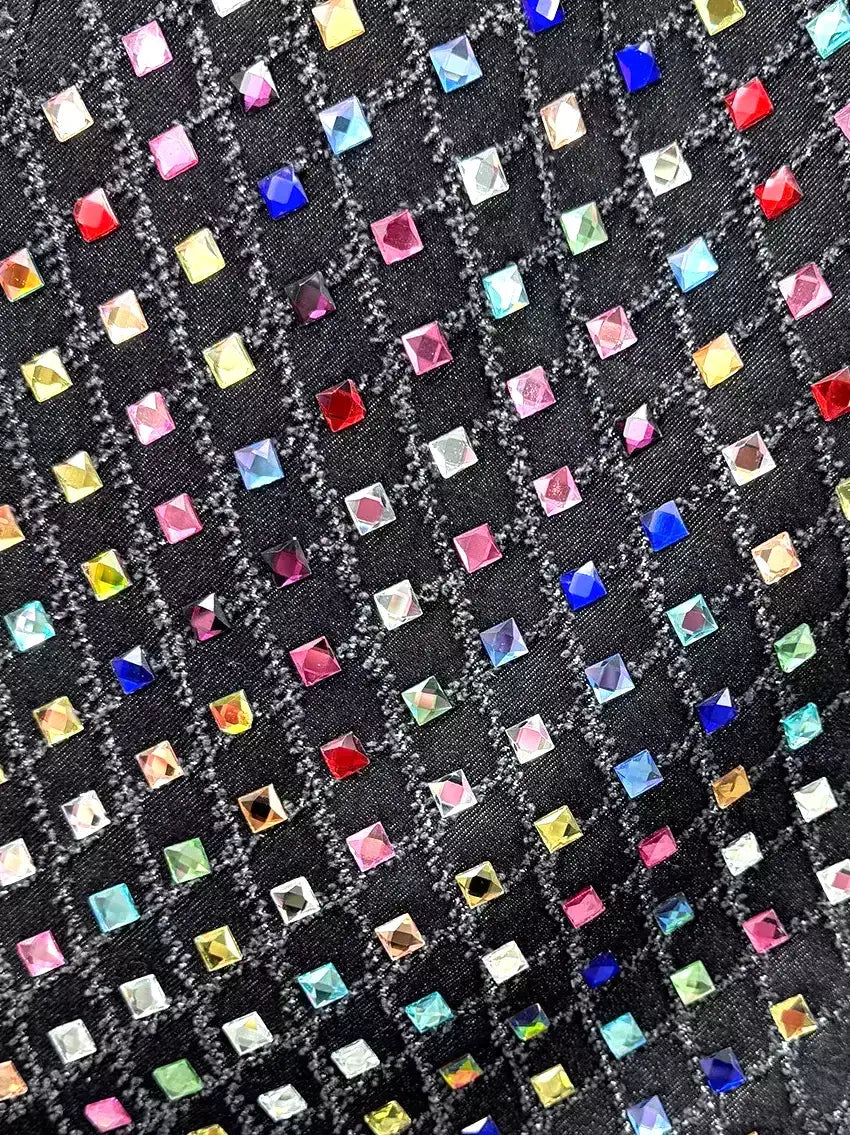 High-Waisted Rhinestone-Embellished Wide-Leg Jeans - Jeans & Pants