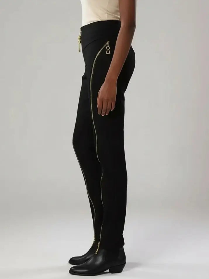 High-Waisted Zip-Detail Slim Pants - Jeans & Pants