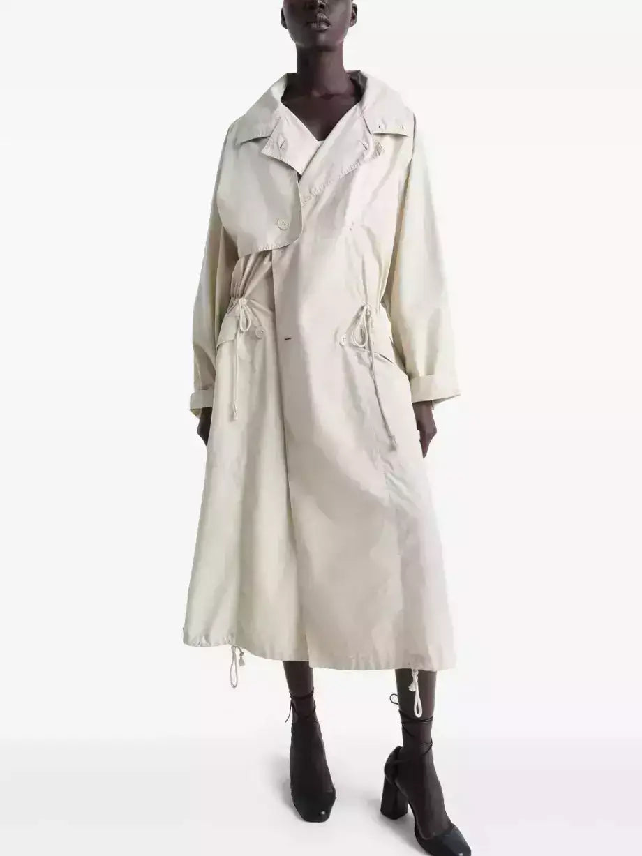Hooded Long Cotton Trench Coat - Small - Coats